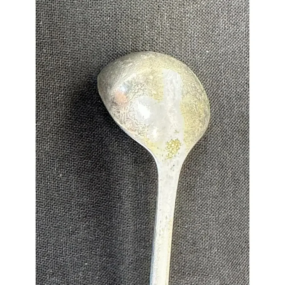 Vintage Tiny Salt Mustard Demitasse Spoon Ladle Stamped Nevada Silver Metal